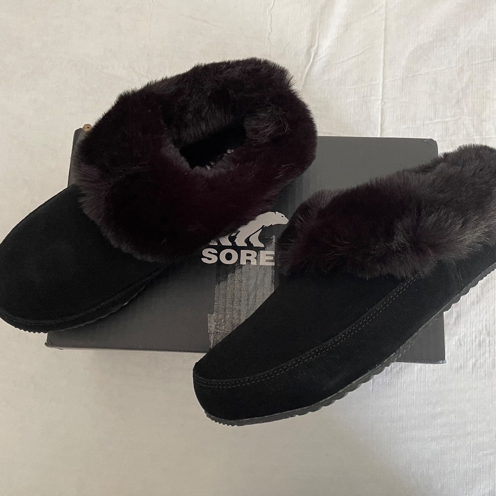 NIB Sorel Coffee Run Cozy Slipper Womens BLACK Size 8